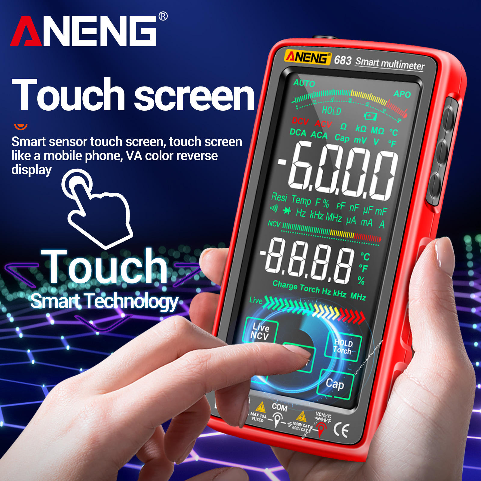ANENG 683 Touchscreen 6000-count Smart Digital Multimeter
